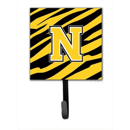 Carolines Treasures Letter N Initial Monogram - Tiger Stripe - Black Gold Leash Holder Or Key Hook CJ1026-NSH4